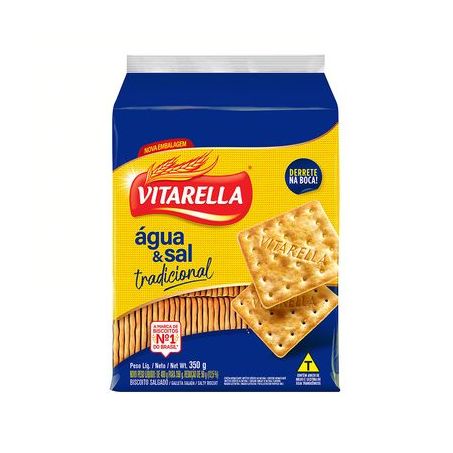 Biscoito Salgado Água e Sal Tradicional Vitarella Pacote 350g
