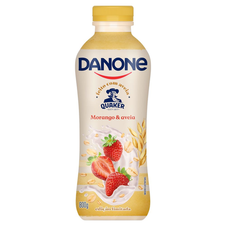Iogurte de Morango com Aveia Quaker Danone Garrafa com 800G
