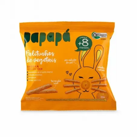 BISCOITO PAPAPÁ PALITINHOS CENOURA E GRÃO DE BICO SEM GLÚTEN 20G