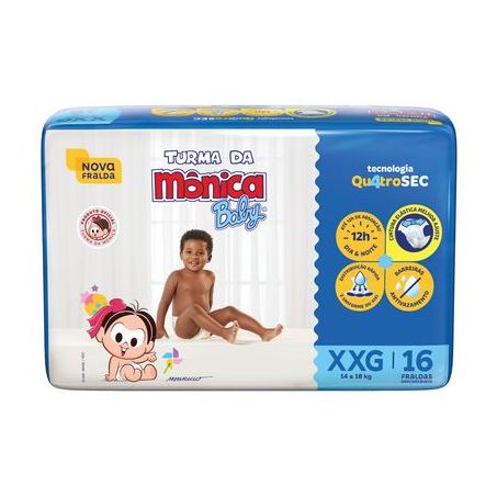Fralda descartável turma da mônica jumbo xxg c/16