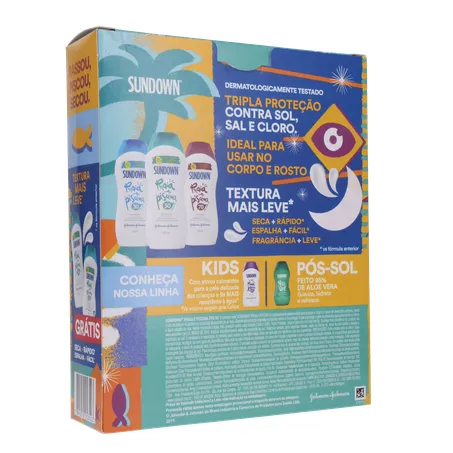 Kit protetor solar sundown praia e piscina fps50 200ml grátis fps50 120ml 360-15