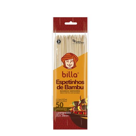 ESPETINHOS DE BAMBU BILLA 25CM PACOTE C/50UNID