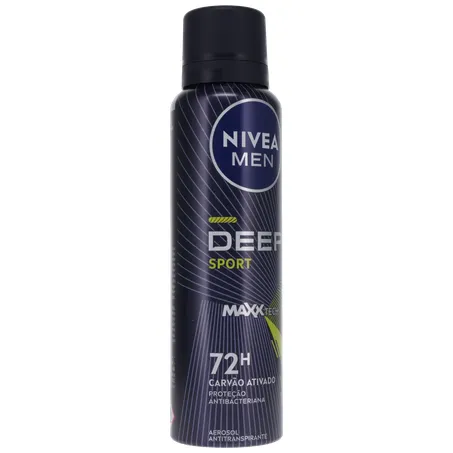 Antitranspirante Aerosol Nivea Men Deep Sport 72H Carvão Ativado Frasco Spray 150ml 360-33
