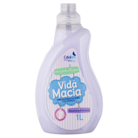 Amaciante de roupa diluído glicerina & amêndoas vida macia frasco 1l