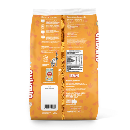 MACARRÃO URBANO ARROZ KIDS ANIMAIS 500G 360-1