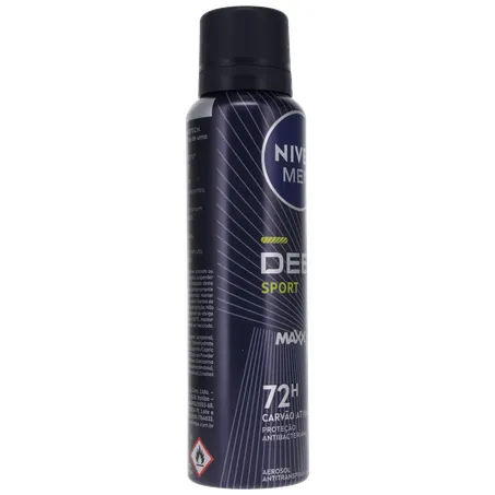 Antitranspirante Aerosol Nivea Men Deep Sport 72H Carvão Ativado Frasco Spray 150ml 360-30
