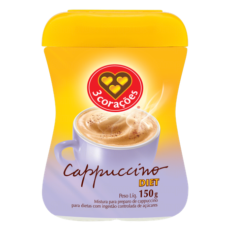 Mistura para Preparo de Cappuccino 3corações Diet Pote 150gr