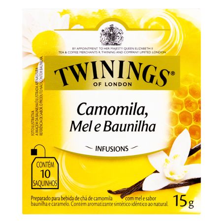 CHÁ MISTO CAMOMILA, MEL E BAUNILHA TWININGS COM 10 SACHÊS
