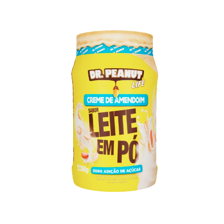 Creme De Amendoim Dr. Peanut Sem Açúcar Leite Em Pó Pote 350g 
 