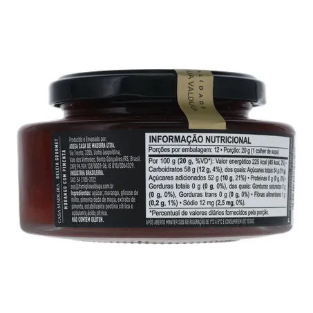 Geleia de Morango com Pimenta Casa Madeira Gourmet Pote de Vidro 240gr 360-15