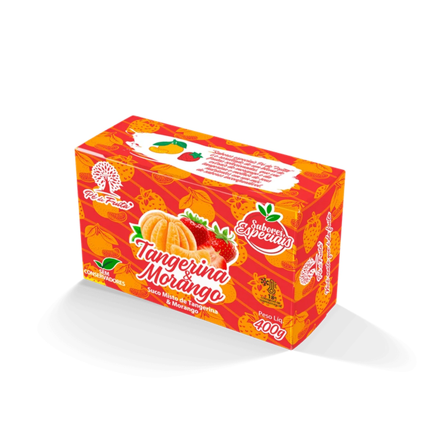 Pé De Fruta Polpa De Fruta Tangerina E Morango 400G Congelado
