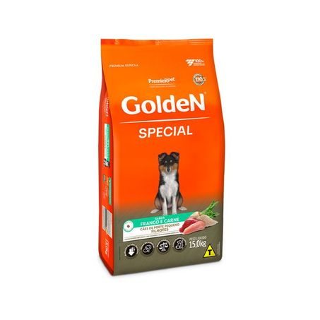 Ração Golden Special para Cães Filhotes de Porte Pequeno Sabor Frango e Carne 15Kg