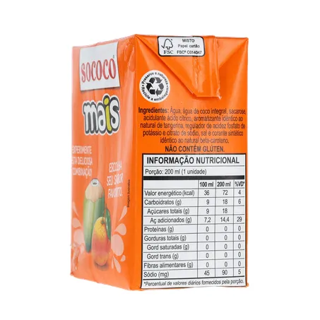 Água De Coco SococoTangerina 200ml 360-25