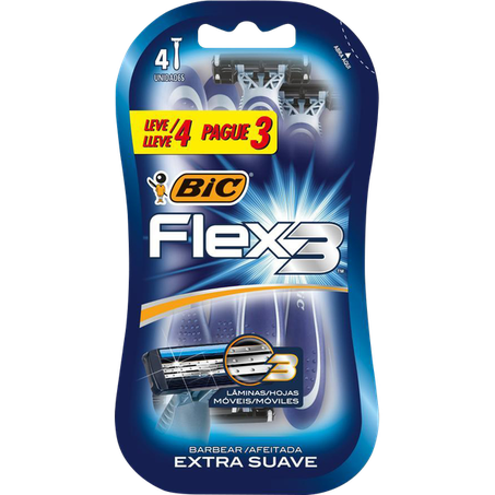 Aparelho de barbear bic flex3 extra suave leve 4 pague 3