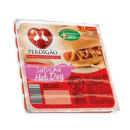 Salsicha hot dog com corante perdigão 500g shd