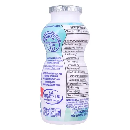 Bebida Láctea Fermentada Batavo Pense Zero Morango 170g 360-12