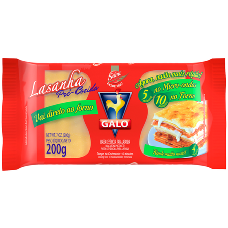 MASSA LASAN GALO PRE-COZ SEM 200G 