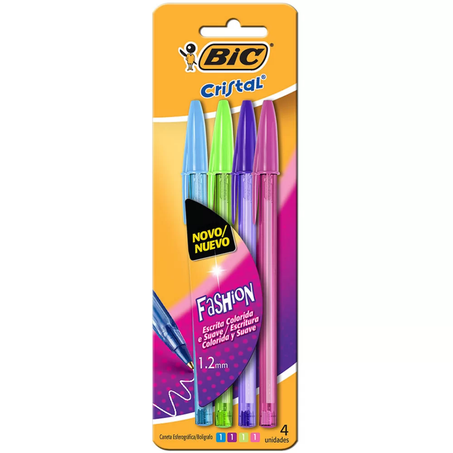 ESCOLAR  CANETA BIC 4 CORES  FASHION UN