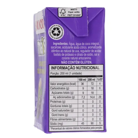 Água De Coco Sococo Uva 200ml 360-26