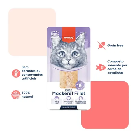 Petisco Para Gato Wanpy Fillet Natural de Cavalinha 25g 360-2
