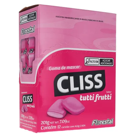 Goma de Mascar Cliss Tutti Frutti Caixa 201gr 360-15