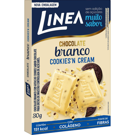 Chocolate Linea 30g - Zero Acúcar - Cookiesn Cream - Branco