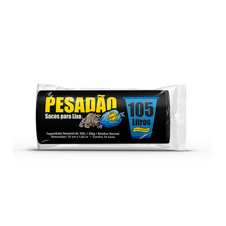 Saco para lixo pesadão 105l com 10 unidades