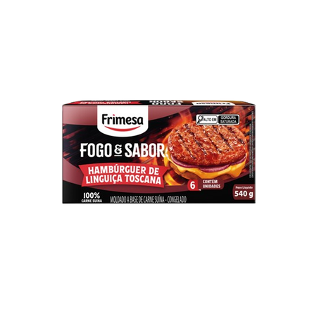 Hambúrguer Frimesa Fogo e Sabor Linguiça Toscana Caixa 540g 
 