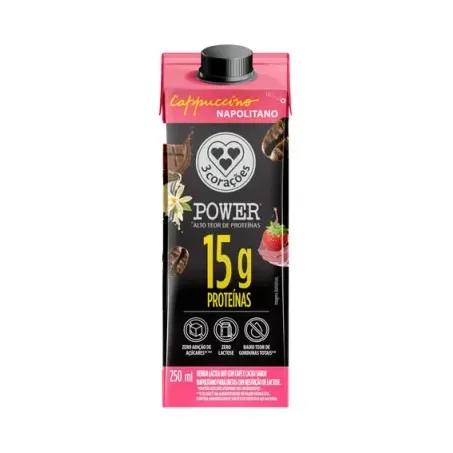 Bebida 3 Coracoes Power Whey 250ml Napolitano