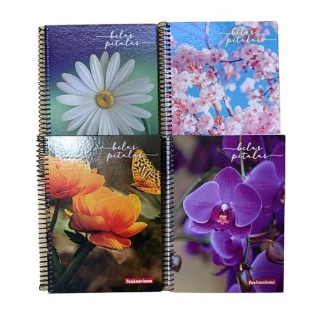Caderno de Capa Dura Petalas 10 Matérias 200 Folhas