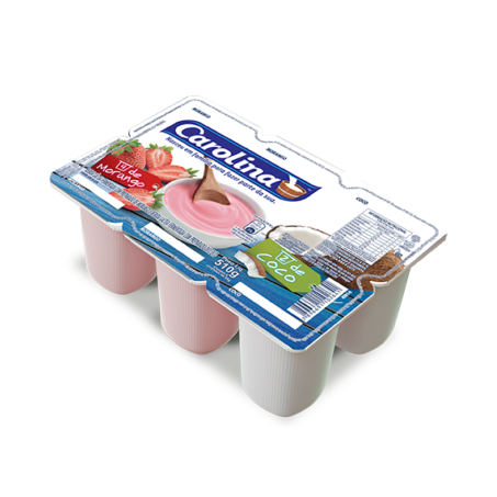 Bebida Láctea Carolina Morango e Coco Bandeja 510g 
 
