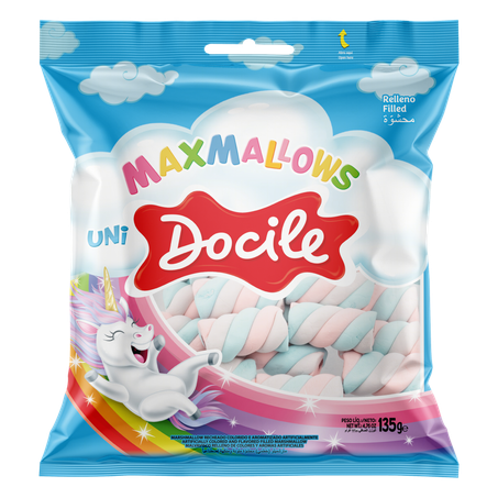 Marshmallow recheado docile maxmallows pacote 135g