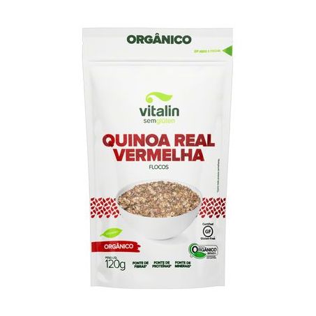 Quinoa Real Vermelha em Flocos Orgânica Vitalin Pouch 120G
