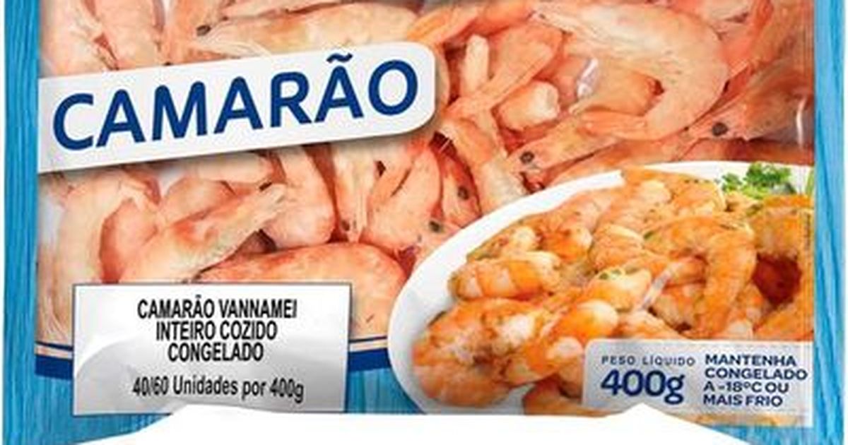 Camarão Vanamei Inteiro Costa Sul Cozido Congelado Embalagem 400G