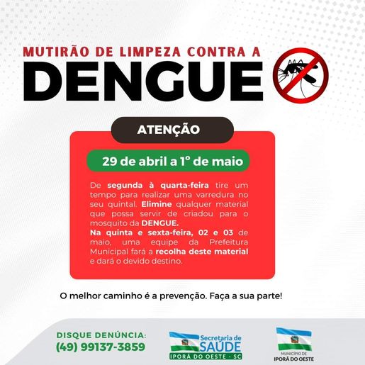 Iporã do Oeste realiza Mutirão de Limpeza contra a Dengue