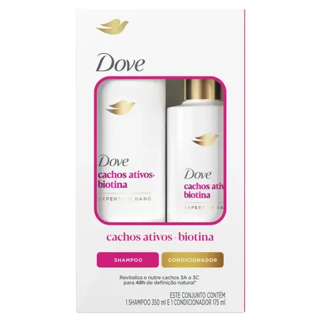 Kit dove sh 350ml+ cond175ml cachos ativvos biotina