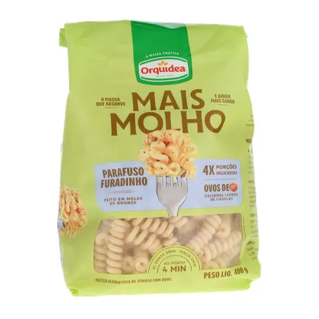 Macarrão de Sêmola Orquídea Parafuso Furadinho com Ovos Pacote 400gr 360-35