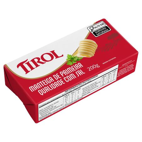Manteiga Tirol Com Sal Tablete 200g 
 