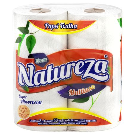 Toalha de papel folha dupla multiuso natureza com 2 rolos