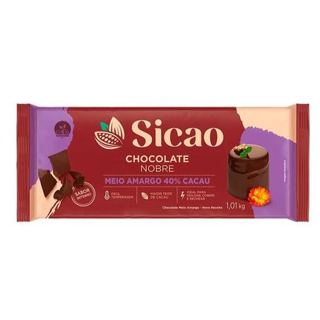 CHOCOLATE NOBRE SICAO MEIO AMARGO BARRA  1,01KG