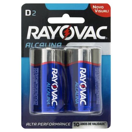 PILHA ALCALINA D RAYOVAC GRANDE 2 UNIDADES 1,5V