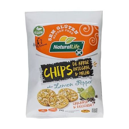 Chips Natural Life Arroz Milho 70g Lemom Pepper