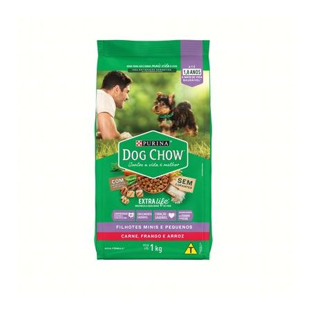 Alimento Para Cães Filhotes Raças Minis E Pequenas Carne, Frango E Arroz Purina Dog Chow Extra Life Pacote 1KG