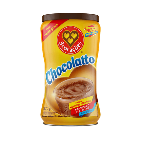 Achocolatado em Pó 3corações Chocolatto Lata 370gr
