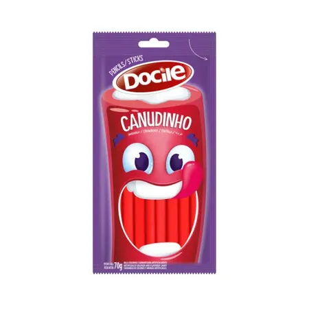 Bala de gelatina docile 70gr canudinho a