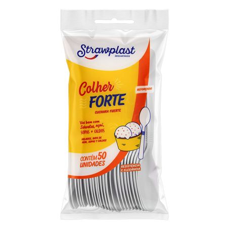 COLHER DESCARTÁVEL FORTE BRANCA STRAWPLAST