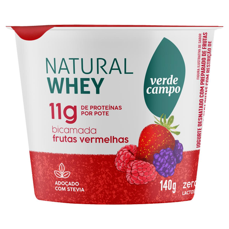 Iogurte Verde Campo 140g - Whey - Frutas Vermelhas - Zero Lactose - Desnatado