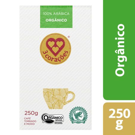 Café torrado e moído a vácuo orgânico 3 corações rituais