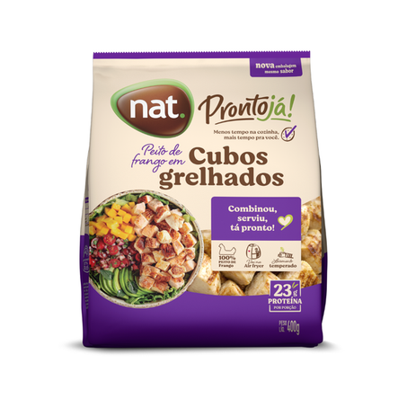 Filé de peito de frango em cubos grelhado Nat Pronto Já 400g