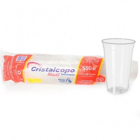 Copo Plast 550ml Cristalcopo C/50 Translucido